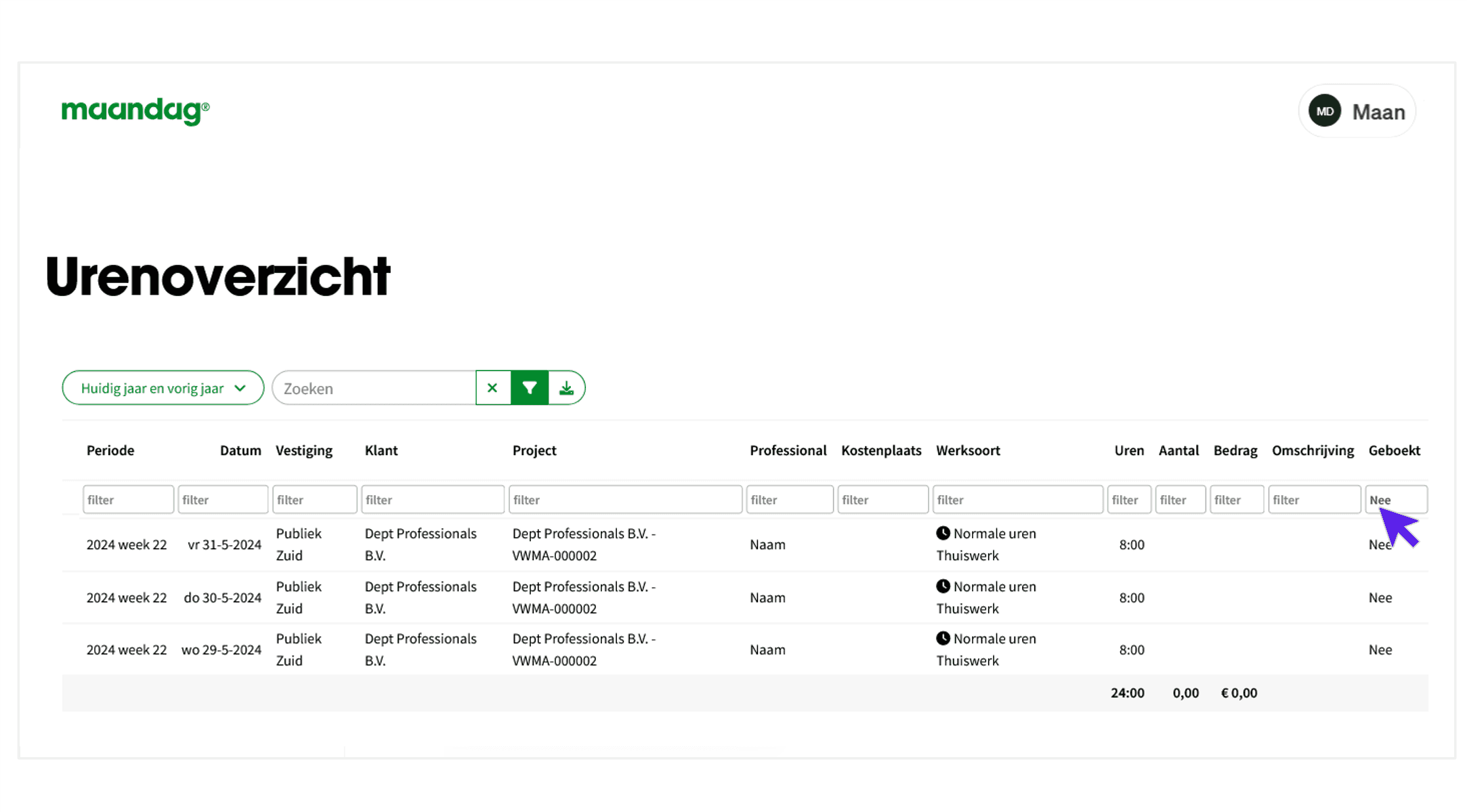 maandagnl handleiding uren opdrachtgevers urenoverzicht 8