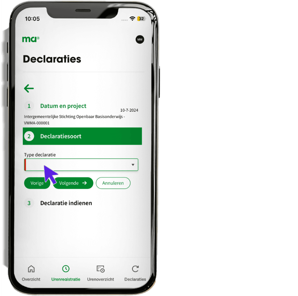 maandagnl handleiding uren professionals declaratie 6