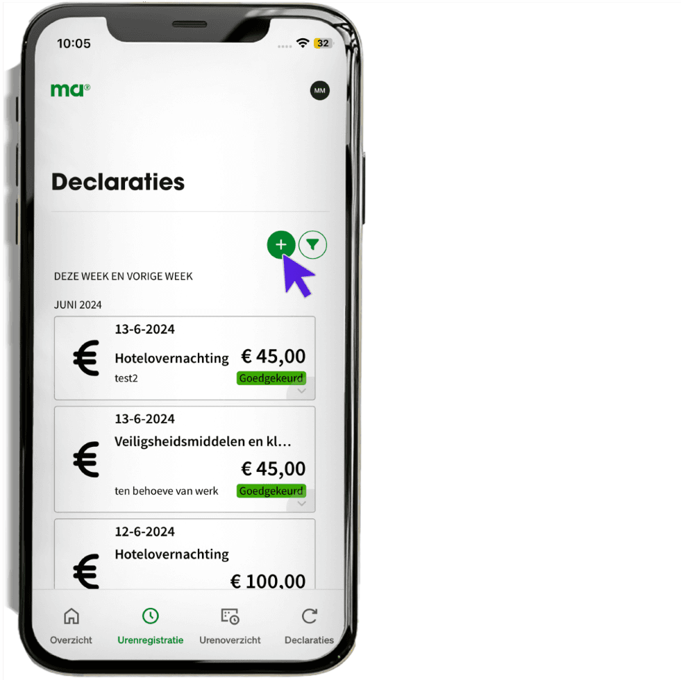 maandagnl handleiding uren professionals declaratie 3