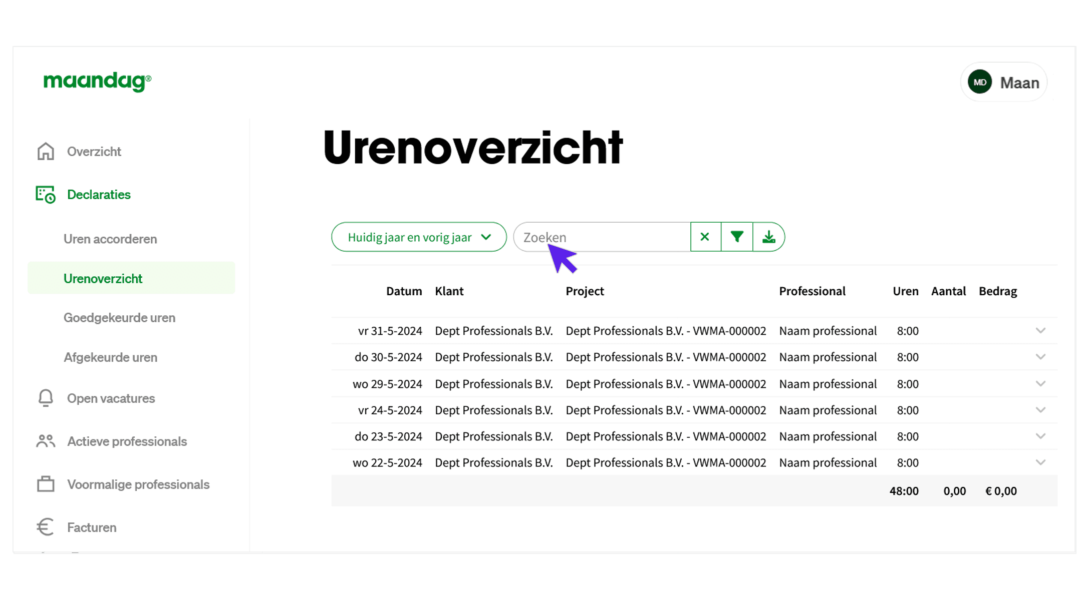 maandagnl handleiding uren opdrachtgevers urenoverzicht 9