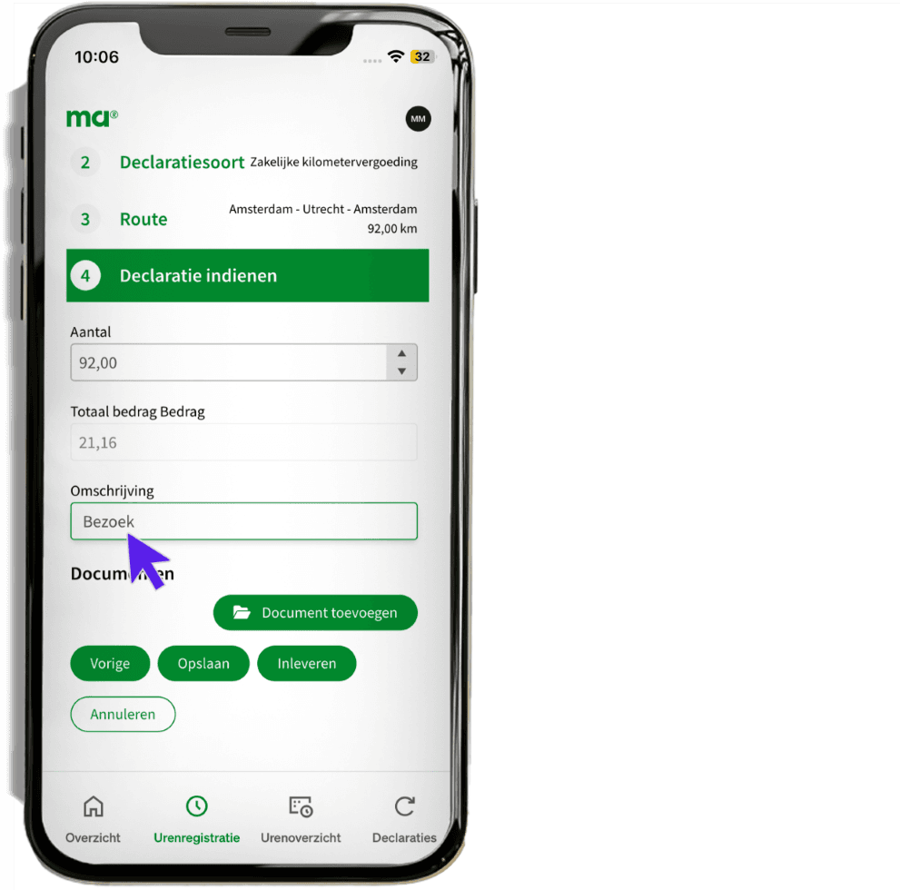 maandagnl handleiding uren professionals declaratie 11