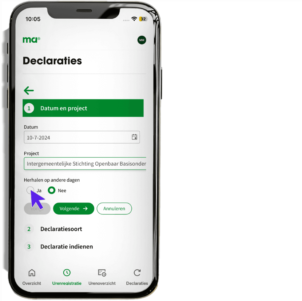 maandagnl handleiding uren professionals declaratie 23