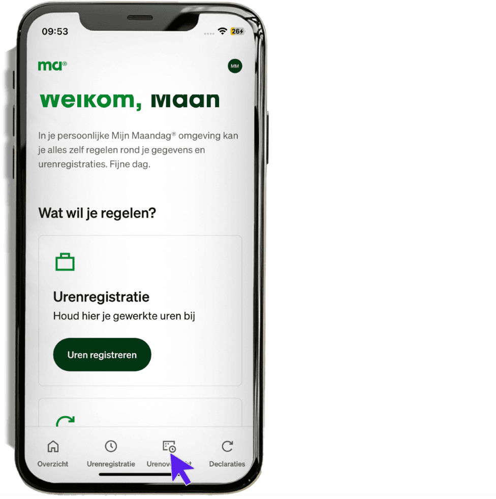 maandagnl handleiding uren professionals menu 5