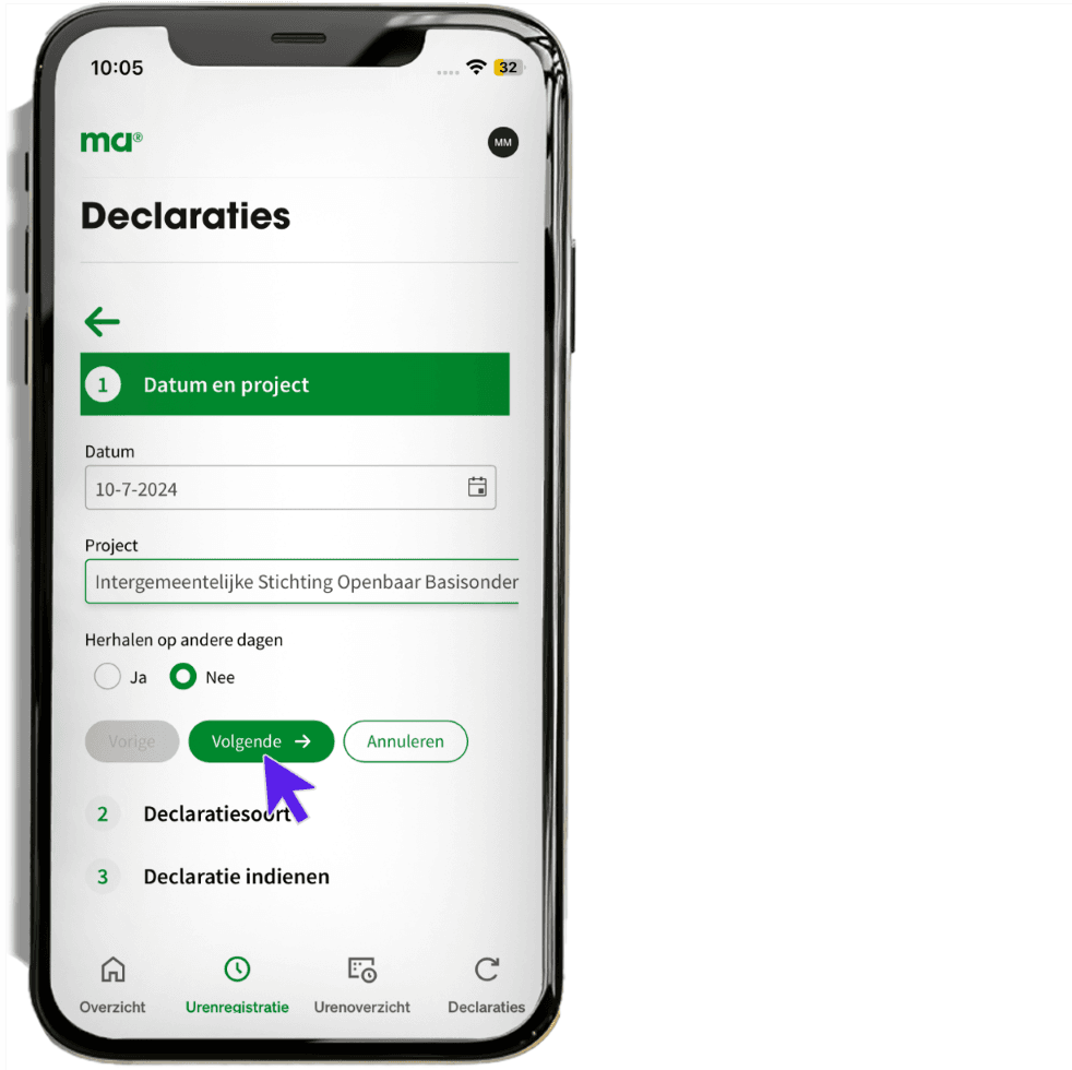 maandagnl handleiding uren professionals declaratie 5