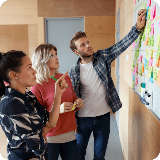 Three people - brainstorm